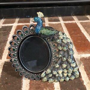 adorable vintage jeweled peacock frame picture size 3.5x2.5”